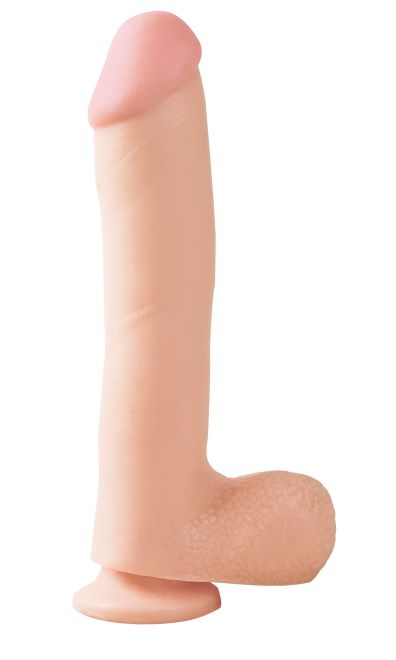 Basix Rubber Works 10 inches Ballsy Light Skin Tone Beige Flesh Dong with Suction Cup Base from Pipedream Products. This dong is the perfect size for pleasure anytime.Thick