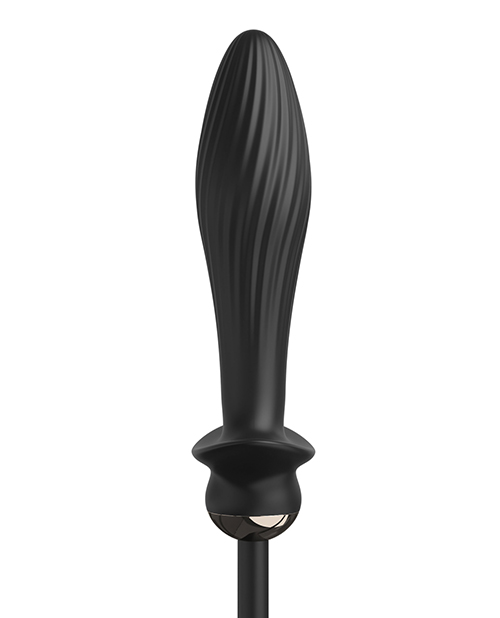Anal Fantasy Elite Auto-Throb Inflatable Plug Black from Pipedream Products. The Anal Fantasy Elite Collection Auto-Throb Inflatable Vibrating Plug offers one touch anal expansion pleasure