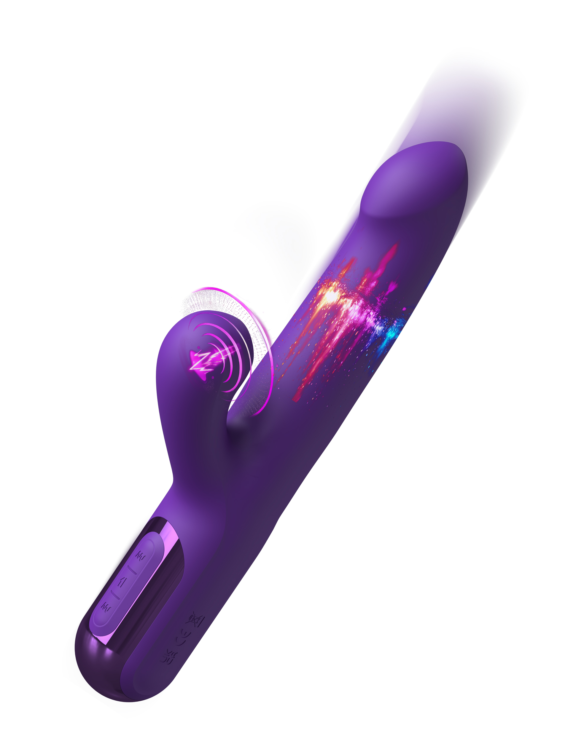 Experience the thrill of hi-speed thrusting! The Super SoniX Thruster is THE quintessential vibrating "rabbit massager" designed to take you to the finish line like never before! Using the same mechanism as massage gun therapy