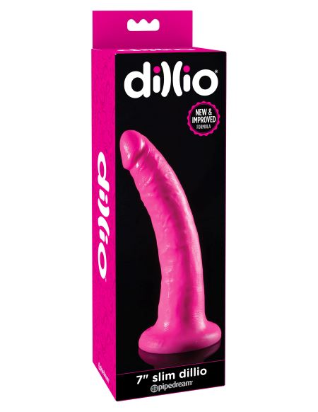 New and improved! Dillio 7 inches Slim Dildo Pink from Pipedream Products. Boutique friendly Dillio line is designed to hit just the right spots every time. Perfect for first timers