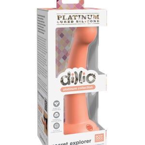 Dillio Platinum 6 inches Explorer Peach Orange Silicone Dildo from Pipedream Products. The Dillio Platinum Collection is made with platinum cured silicone for the highest degree of purity. This ultra clean Silicone exhibits strength