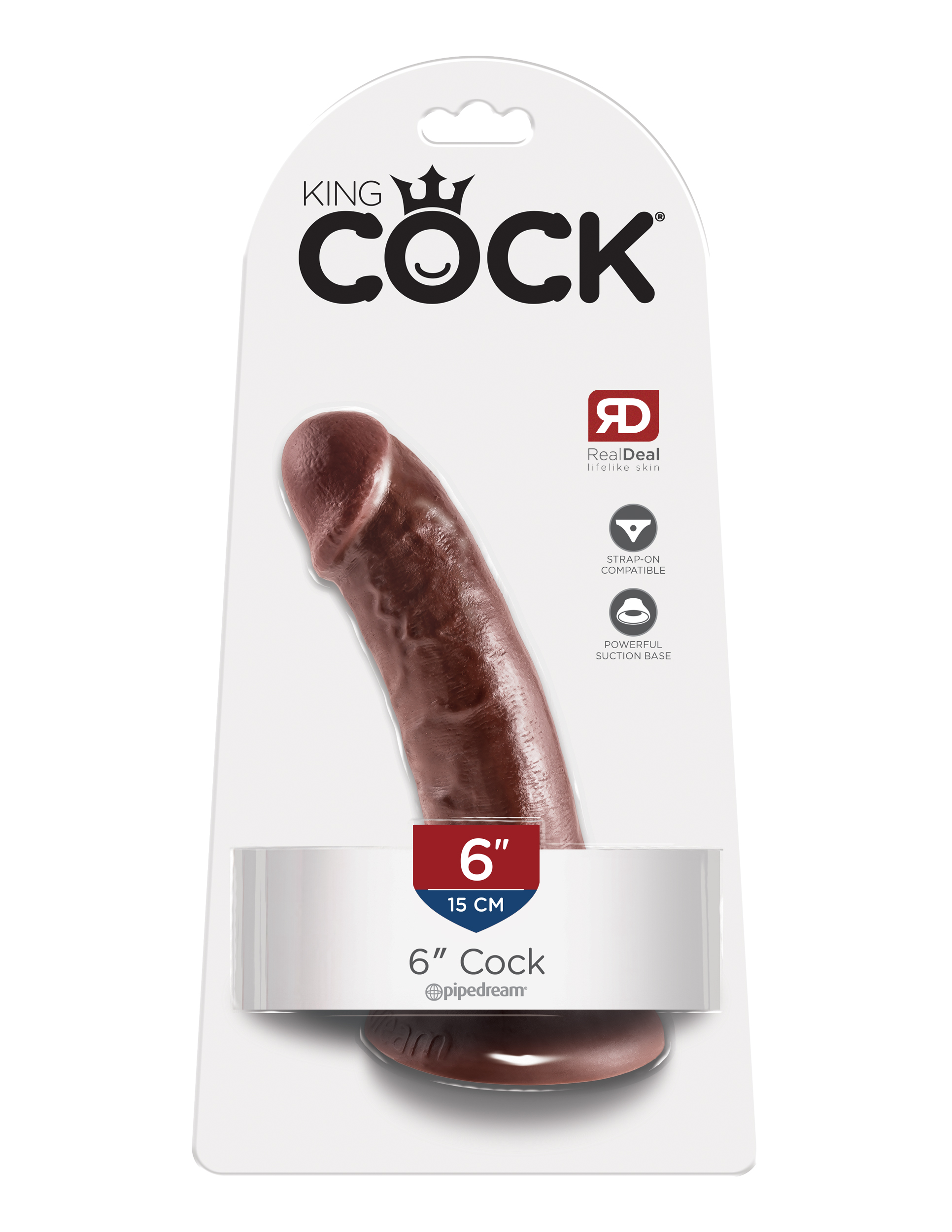 King Cock 6 inches Cock Brown Real Deal RD from Pipedream Products. Do you want your first dildo to look and feel just like the rock hard stud you have always fantasized about? Stop dreaming and get down with the King! Every vein