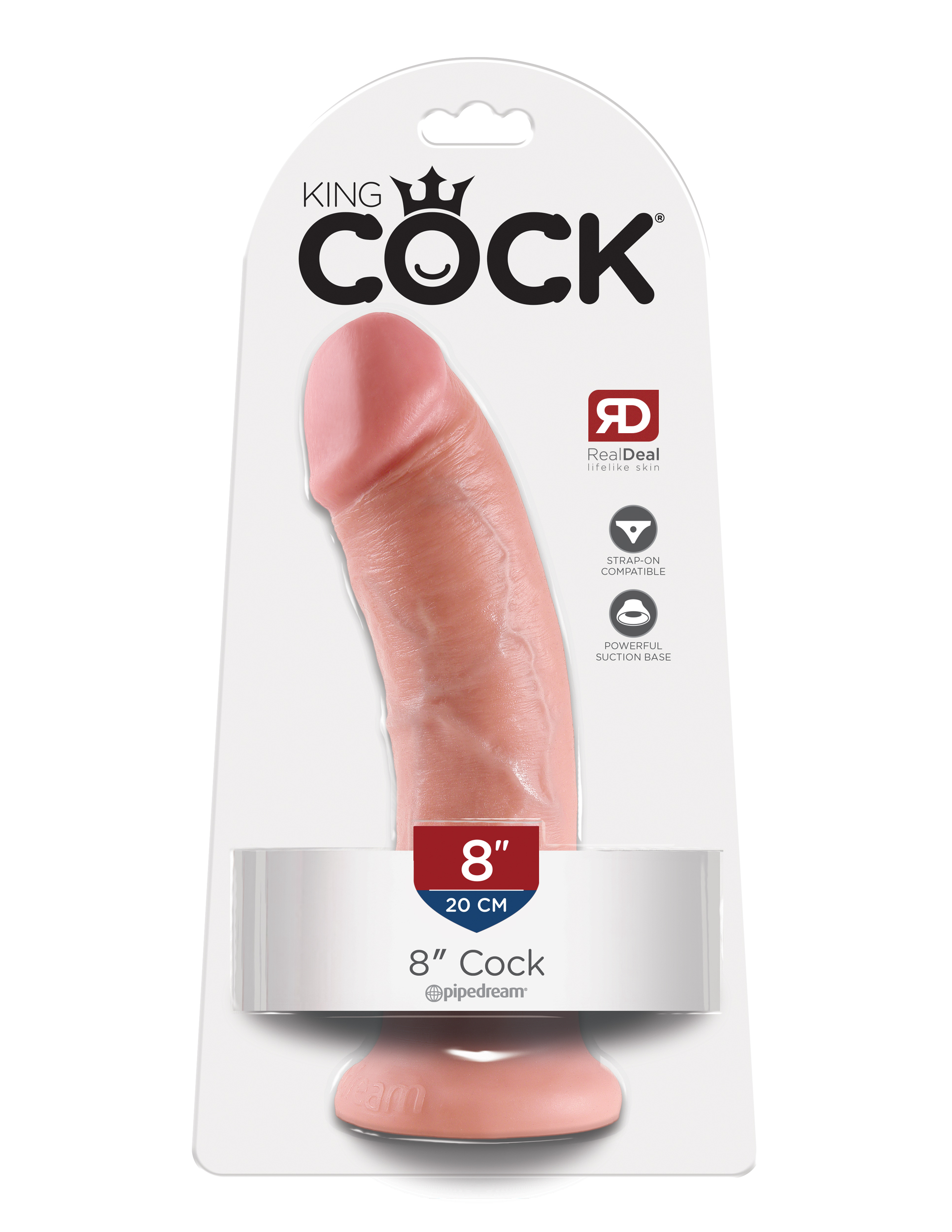 King Cock 8 inches Cock Flesh Beige Real Deal RD. Do you want your first dildo to look and feel just like the rock hard stud you have always fantasized about? Stop dreaming and get down with the King! Every vein