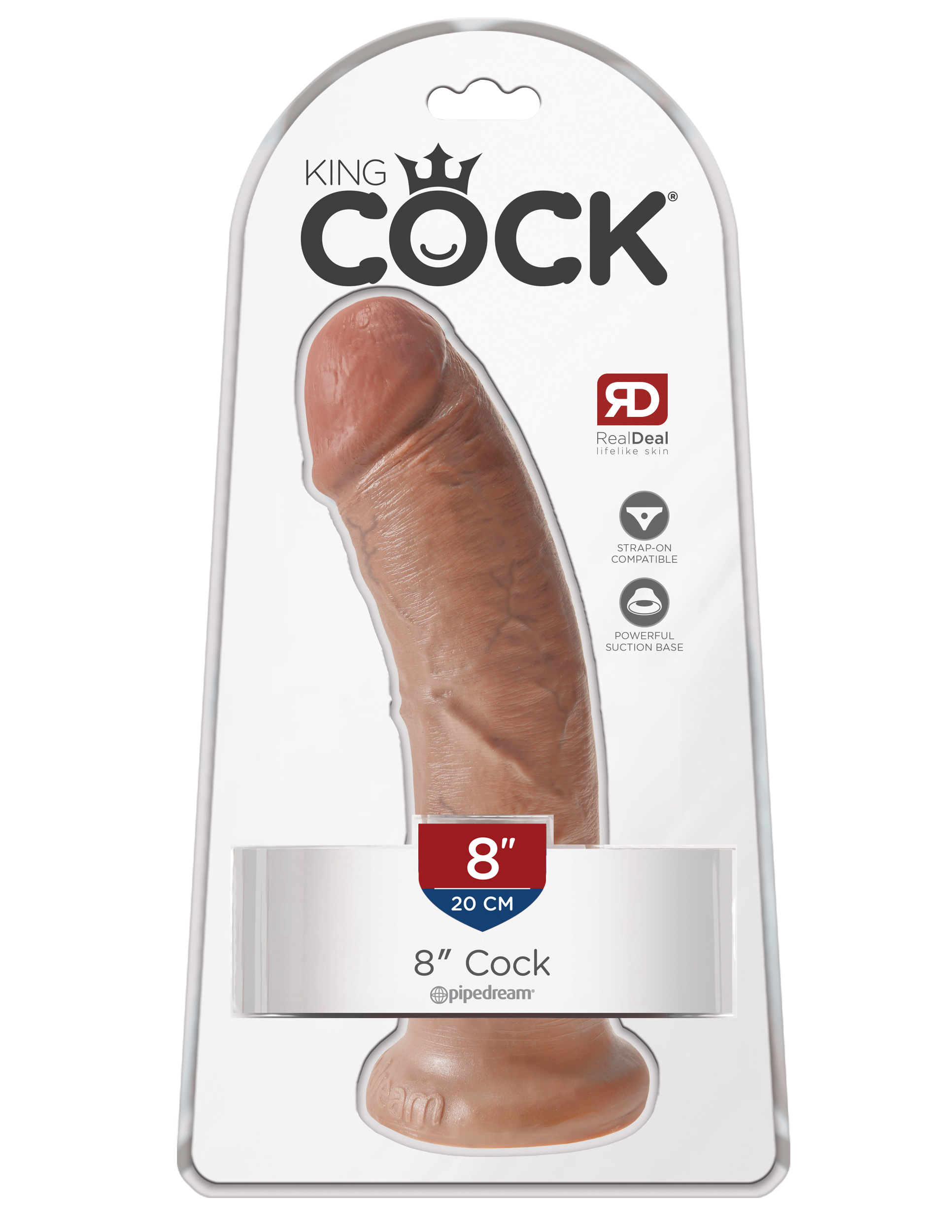 King Cock 8 inches Cock Tan Real Deal RD from Pipedream Products. Do you want your first dildo to look and feel just like the rock hard stud you have always fantasized about? Stop dreaming and get down with the King! Every vein