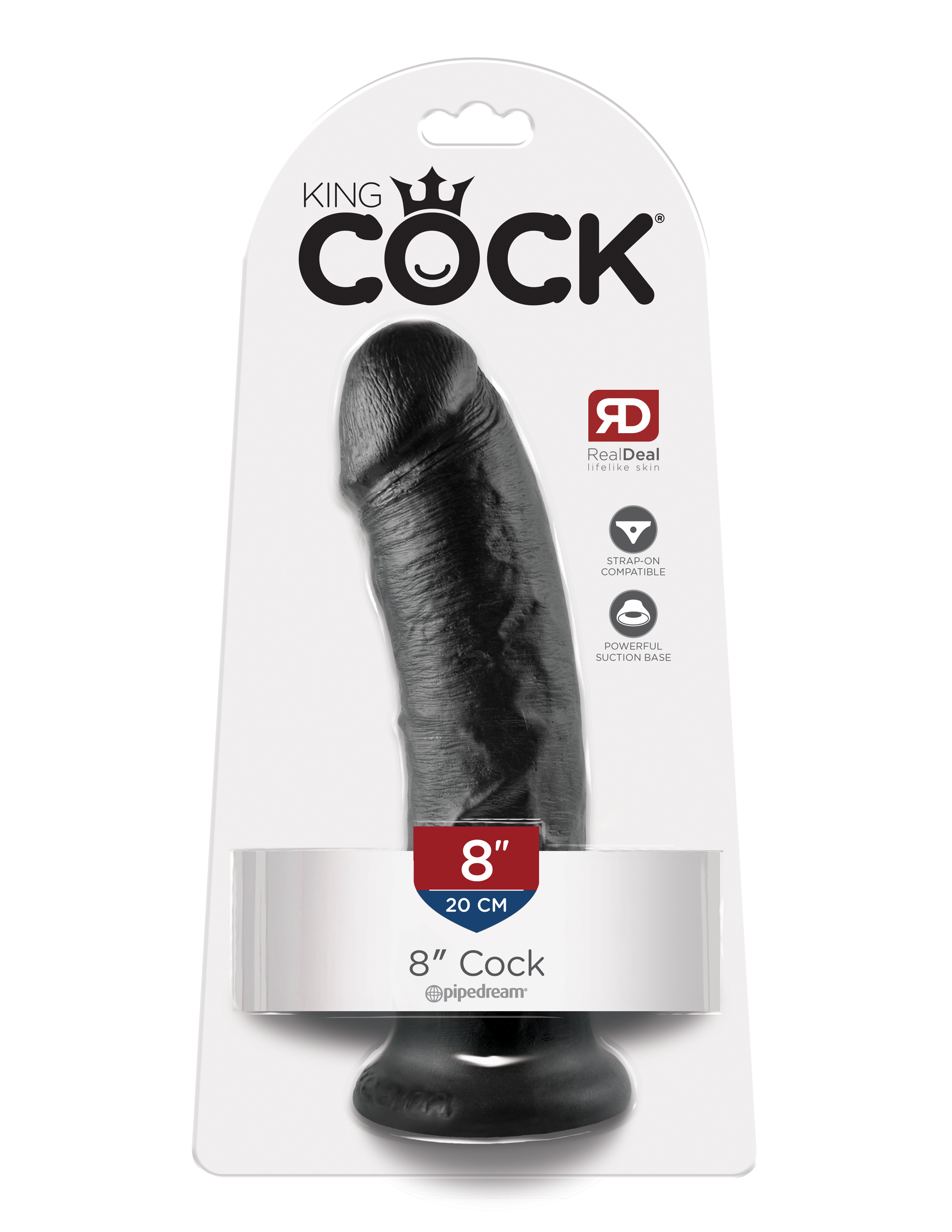 King Cock 8 inches Cock Black Real Deal RD from Pipedream Products. Do you want your first dildo to look and feel just like the rock hard stud you have always fantasized about? Stop dreaming and get down with the King! Every vein