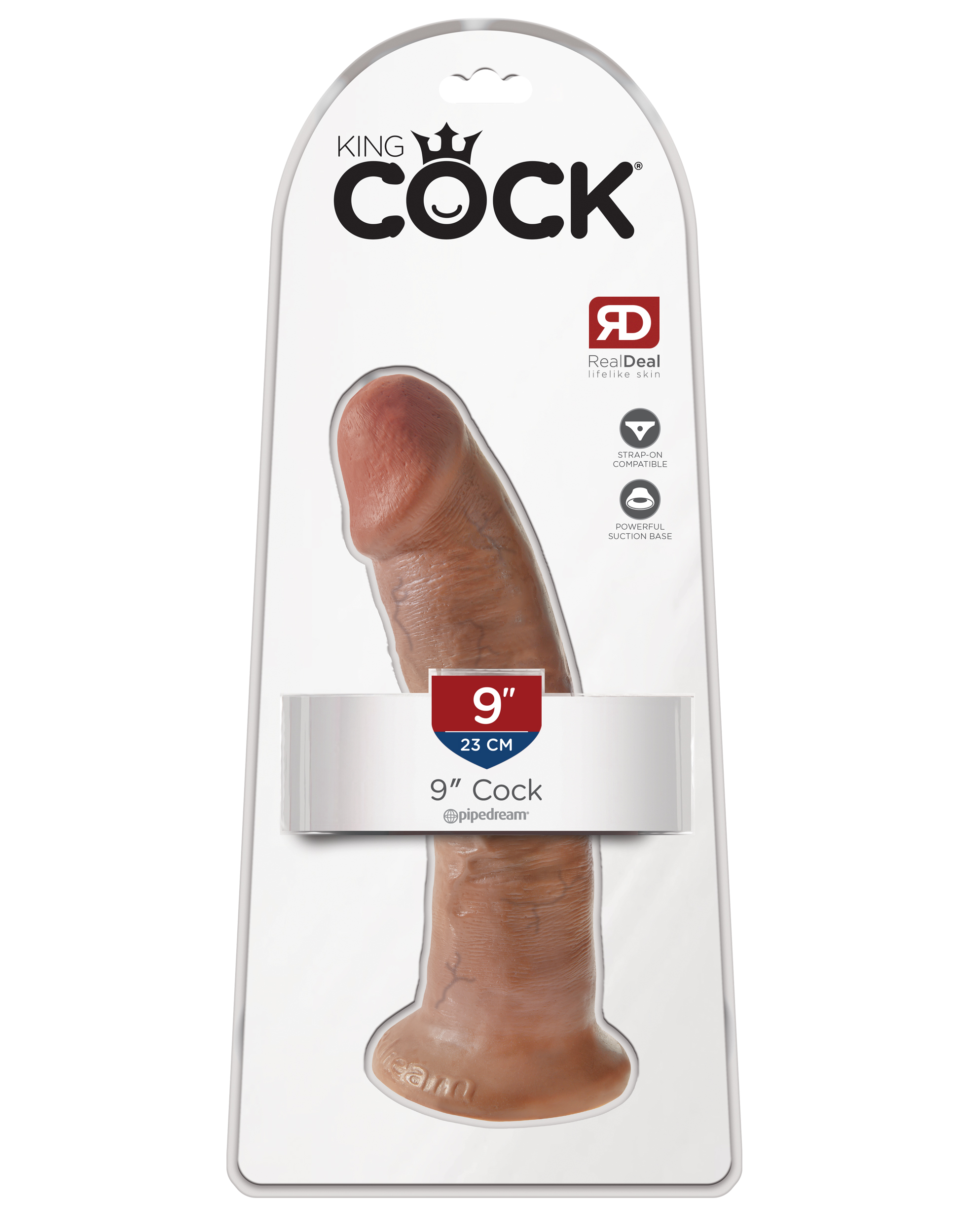 King Cock 9 inches Cock Tan Dildo Real Deal RD from Pipedream Products. Do you want your first dildo to look and feel just like the rock hard stud you have always fantasized about? Stop dreaming and get down with the King! Every vein