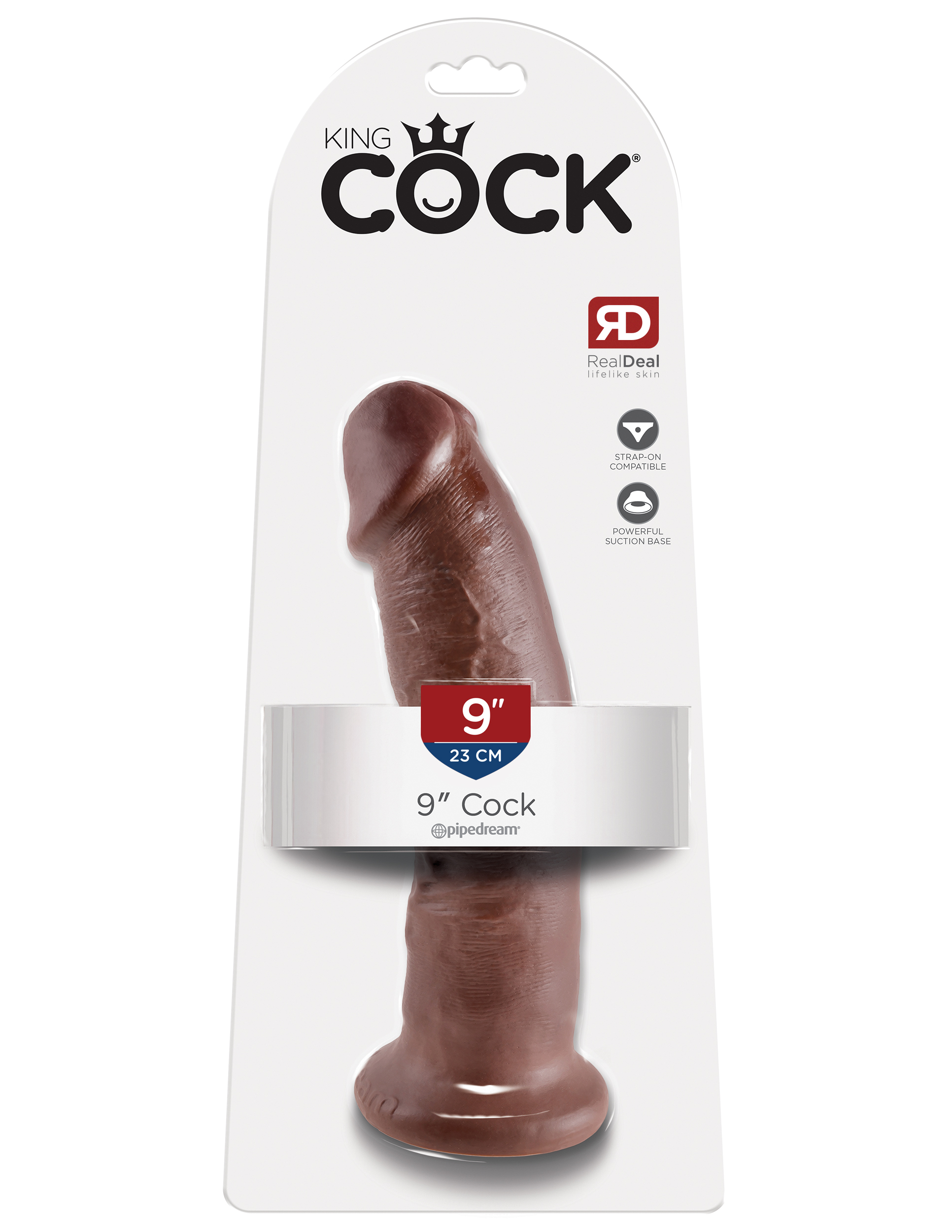 King Cock 9 inches Cock Brown Dildo Real Deal RD Pipedream Products. Do you want your first dildo to look and feel just like the rock hard stud you have always fantasized about? Stop dreaming and get down with the King! Every vein
