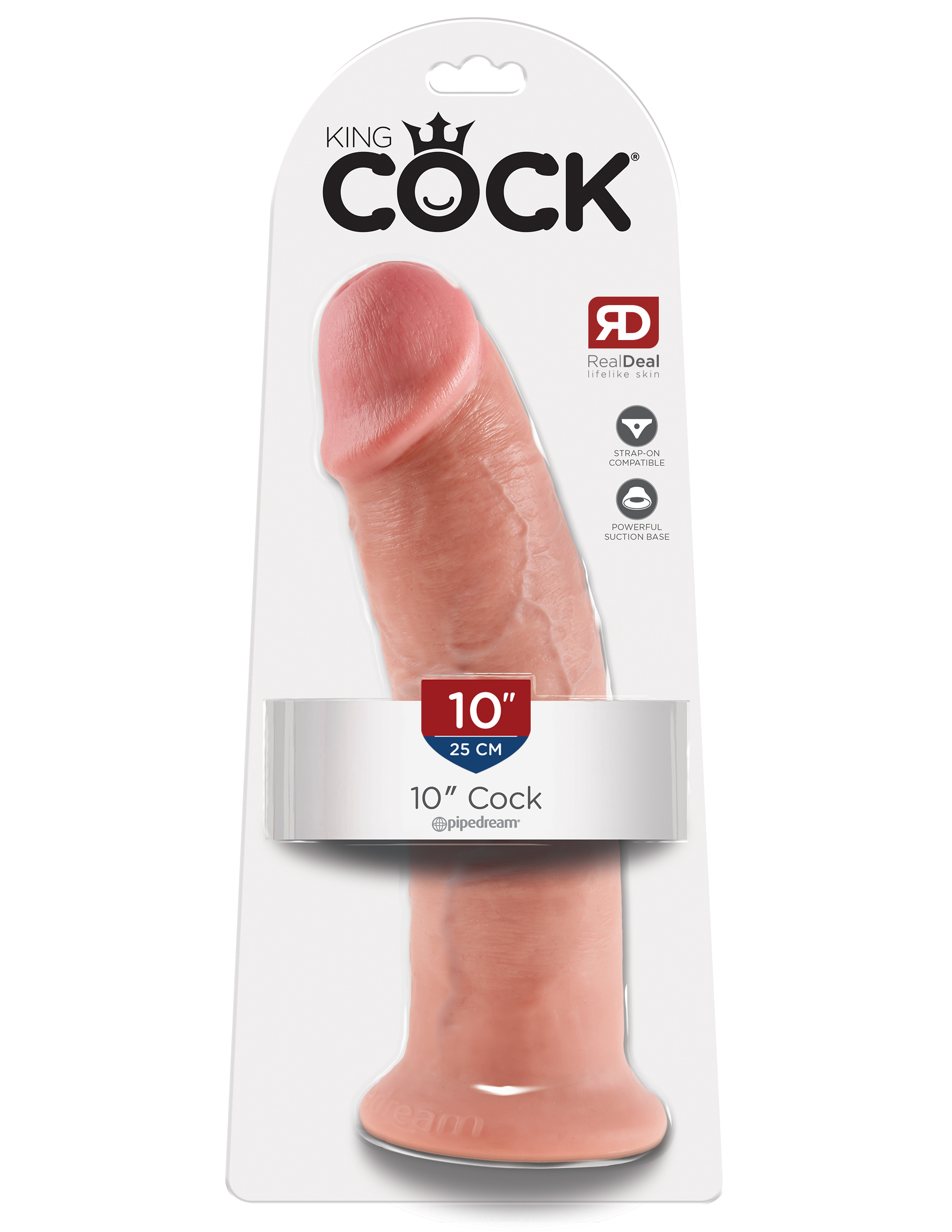 King Cock 10 inches Cock Beige Dildo Real Deal RD from Pipedream Products. Do you want your first dildo to look and feel just like the rock hard stud you have always fantasized about? Stop dreaming and get down with the King! Every vein