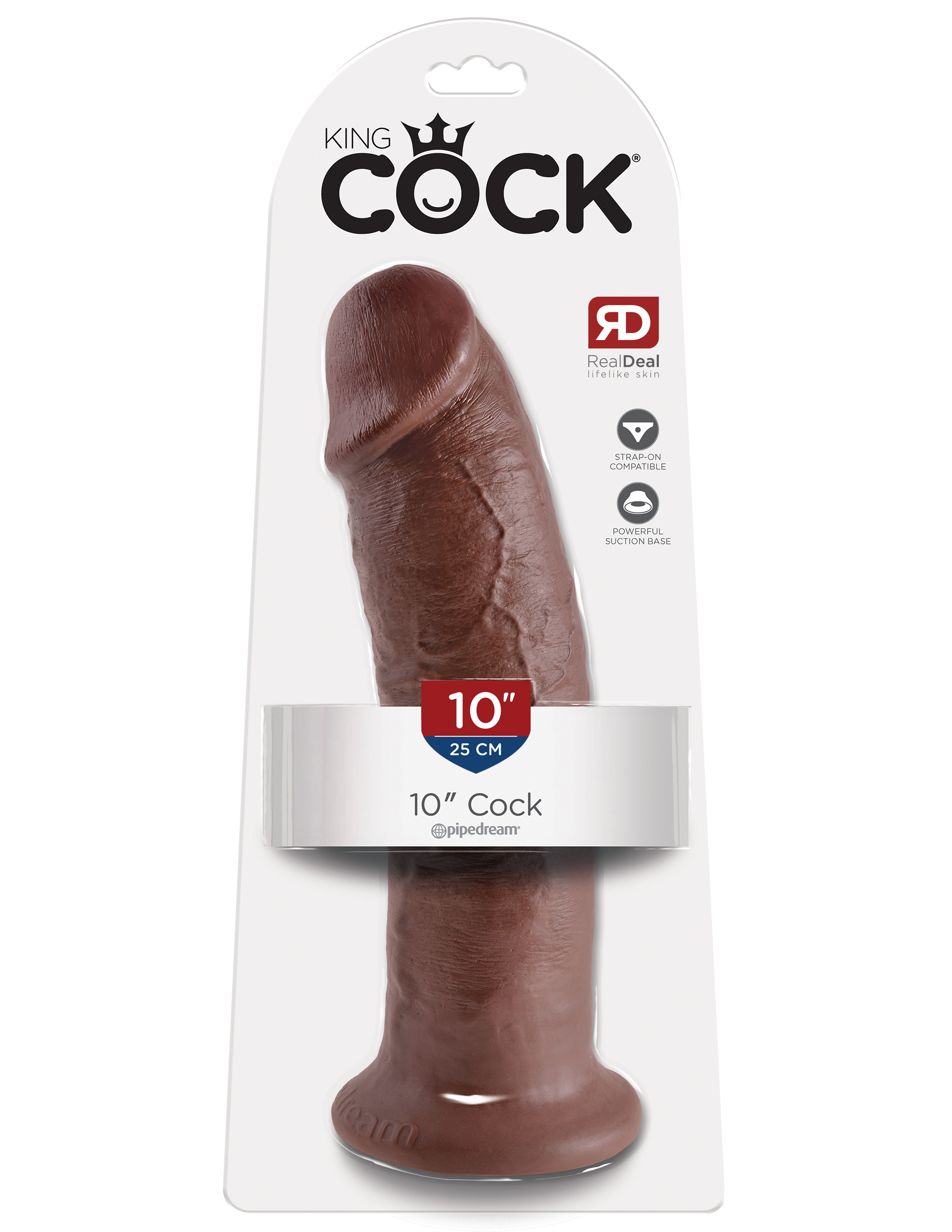 King Cock 10 inches Cock Brown Dildo Real Deal RD from Pipedream Products. Do you want your first dildo to look and feel just like the rock hard stud you have always fantasized about? Stop dreaming and get down with the King! Every vein