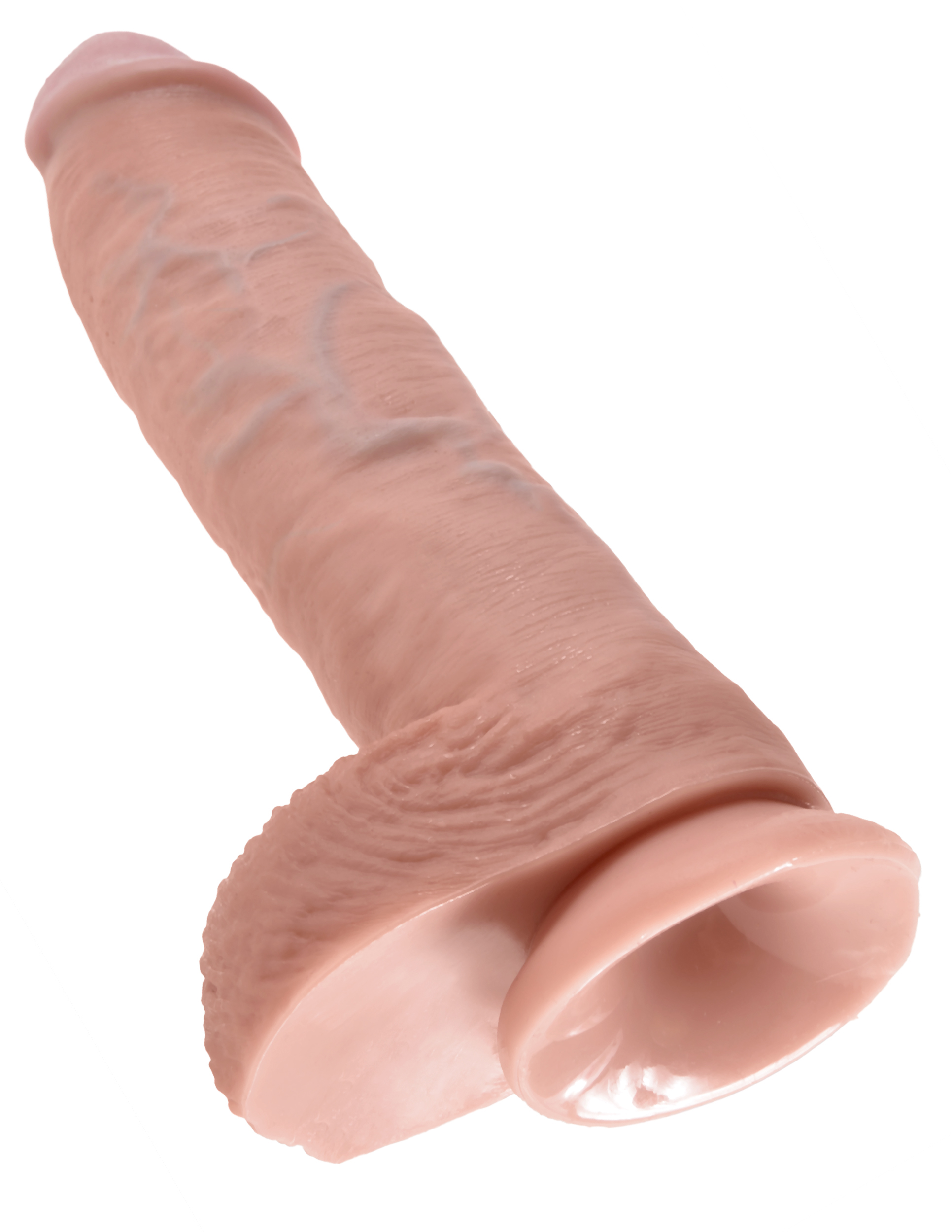 King Cock 10 inches with Balls Flesh Beige Dildo Real Deal RD from Pipedream Products. Do you want your first dildo to look and feel just like the rock hard stud you have always fantasized about? Stop dreaming and get down with the King! Every vein