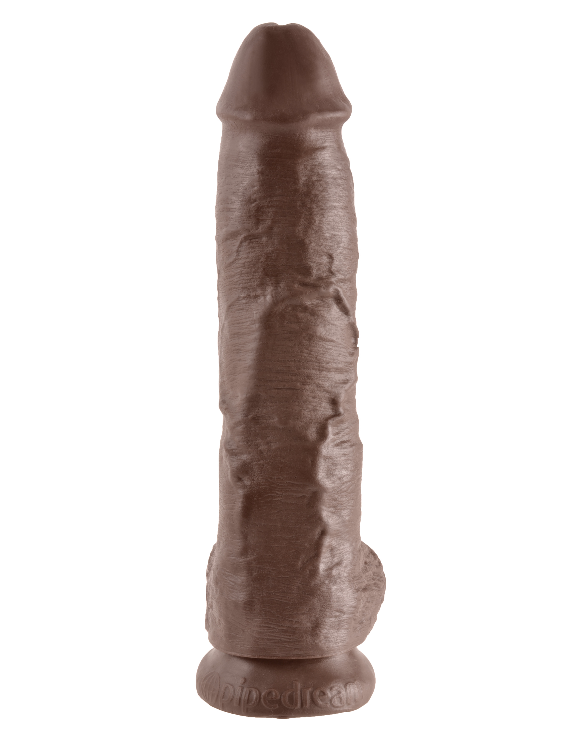 King Cock 10 inches with Balls Brown Dildo Real Deal RD from Pipedream Products. Do you want your first dildo to look and feel just like the rock hard stud you have always fantasized about? Stop dreaming and get down with the King! Every vein