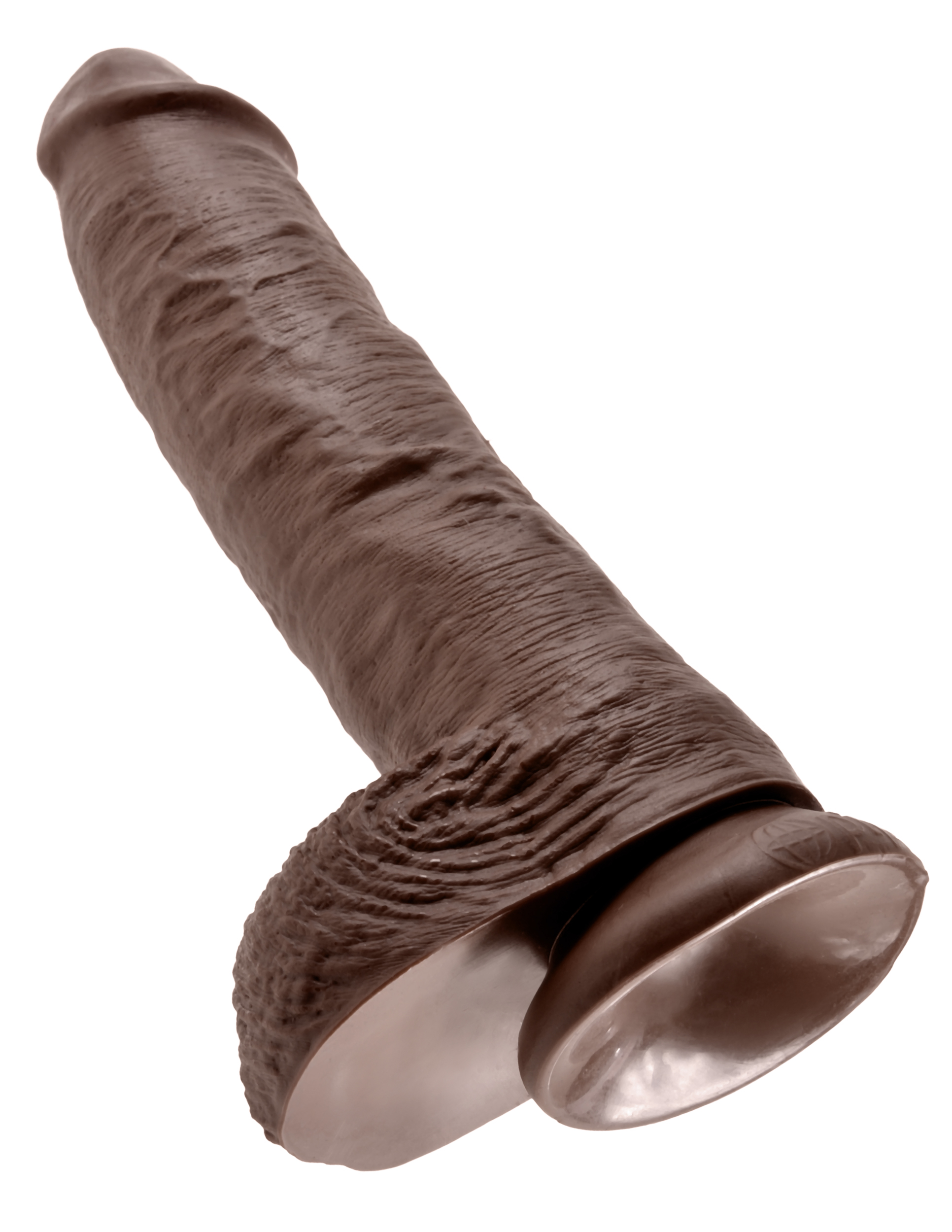 King Cock 10 inches with Balls Brown Dildo Real Deal RD from Pipedream Products. Do you want your first dildo to look and feel just like the rock hard stud you have always fantasized about? Stop dreaming and get down with the King! Every vein