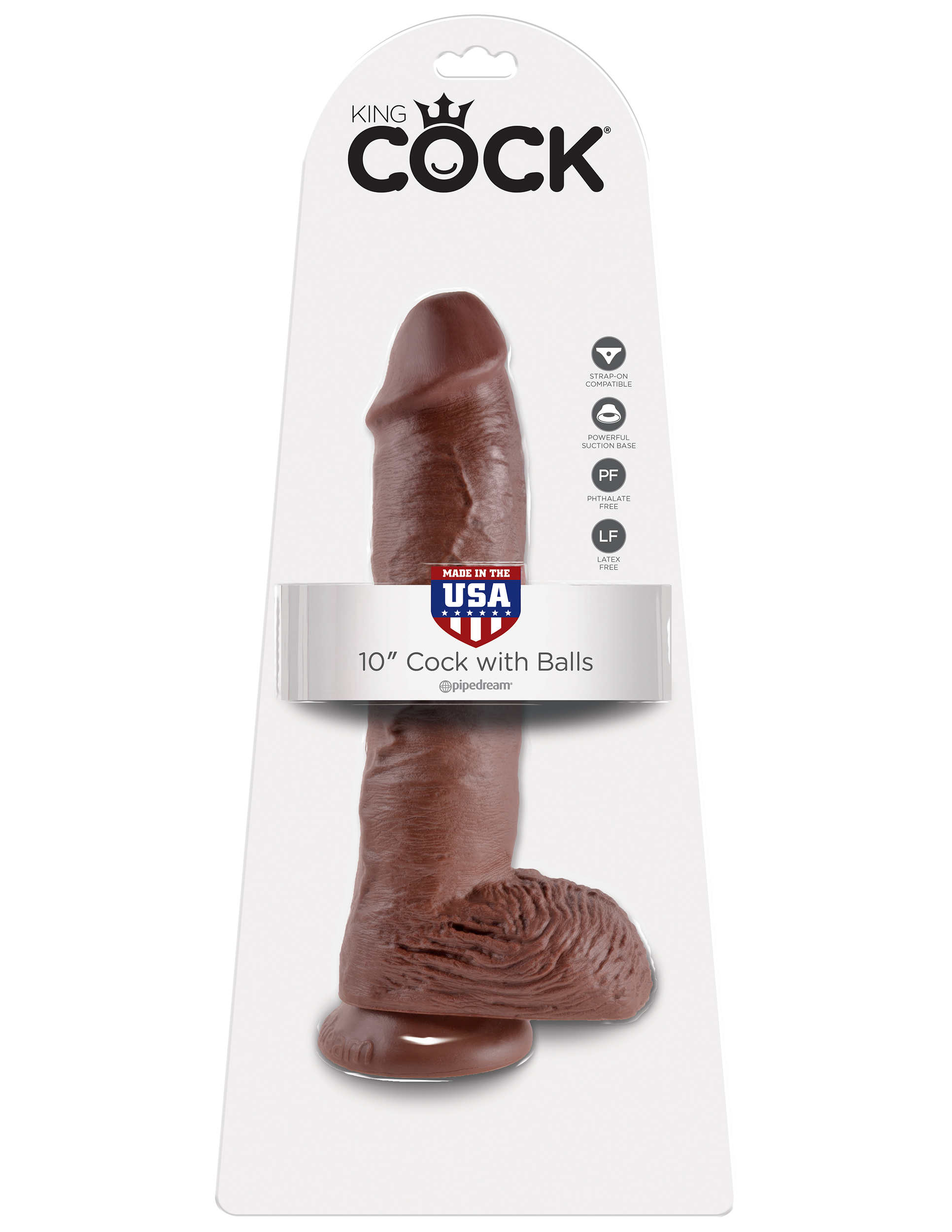 King Cock 10 inches with Balls Brown Dildo Real Deal RD from Pipedream Products. Do you want your first dildo to look and feel just like the rock hard stud you have always fantasized about? Stop dreaming and get down with the King! Every vein