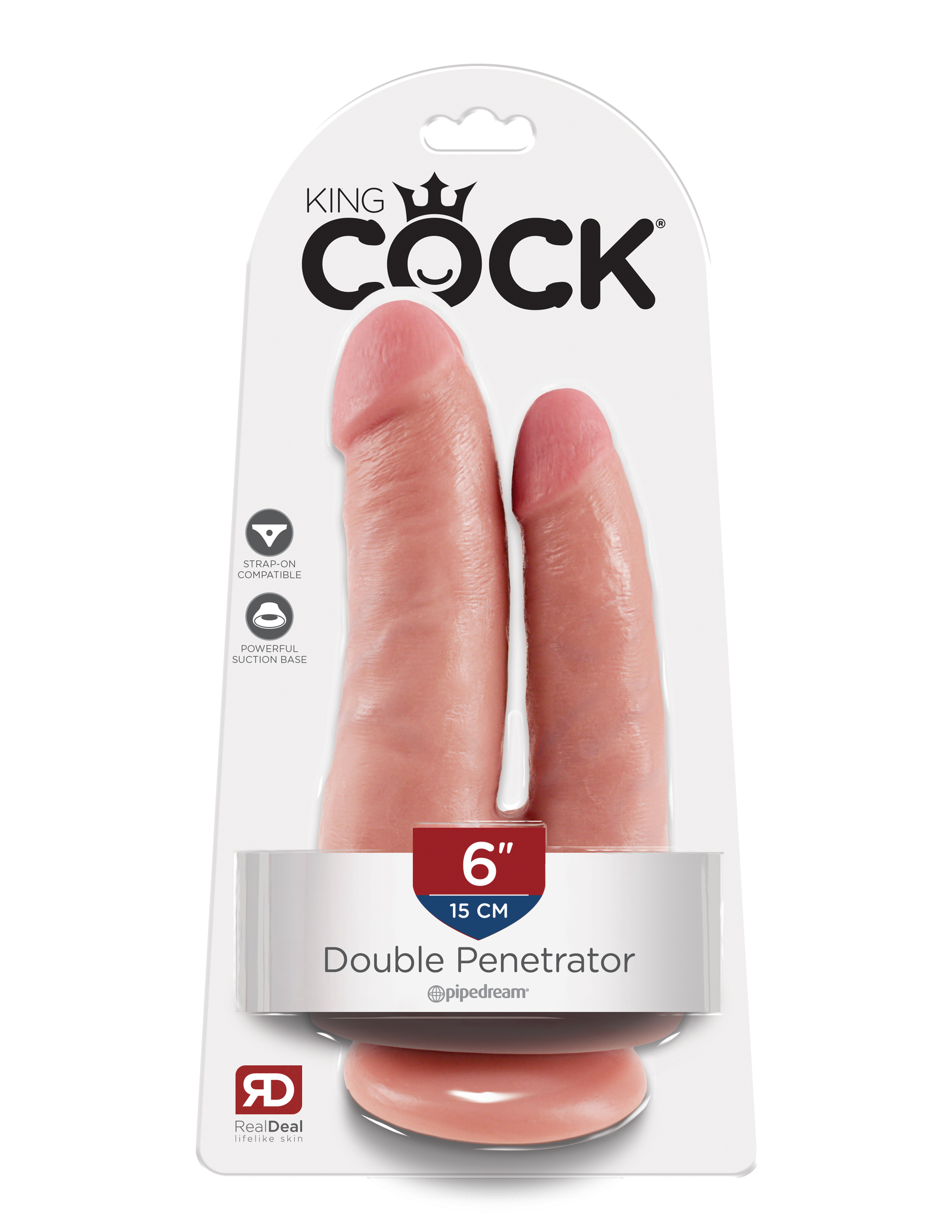 King Cock Double Penetrator Flesh Beige Dildo Real Deal RD from Pipedream Products. Do you want your first dildo to look and feel just like the rock hard stud you have always fantasized about? Stop dreaming and get down with the King! Every vein