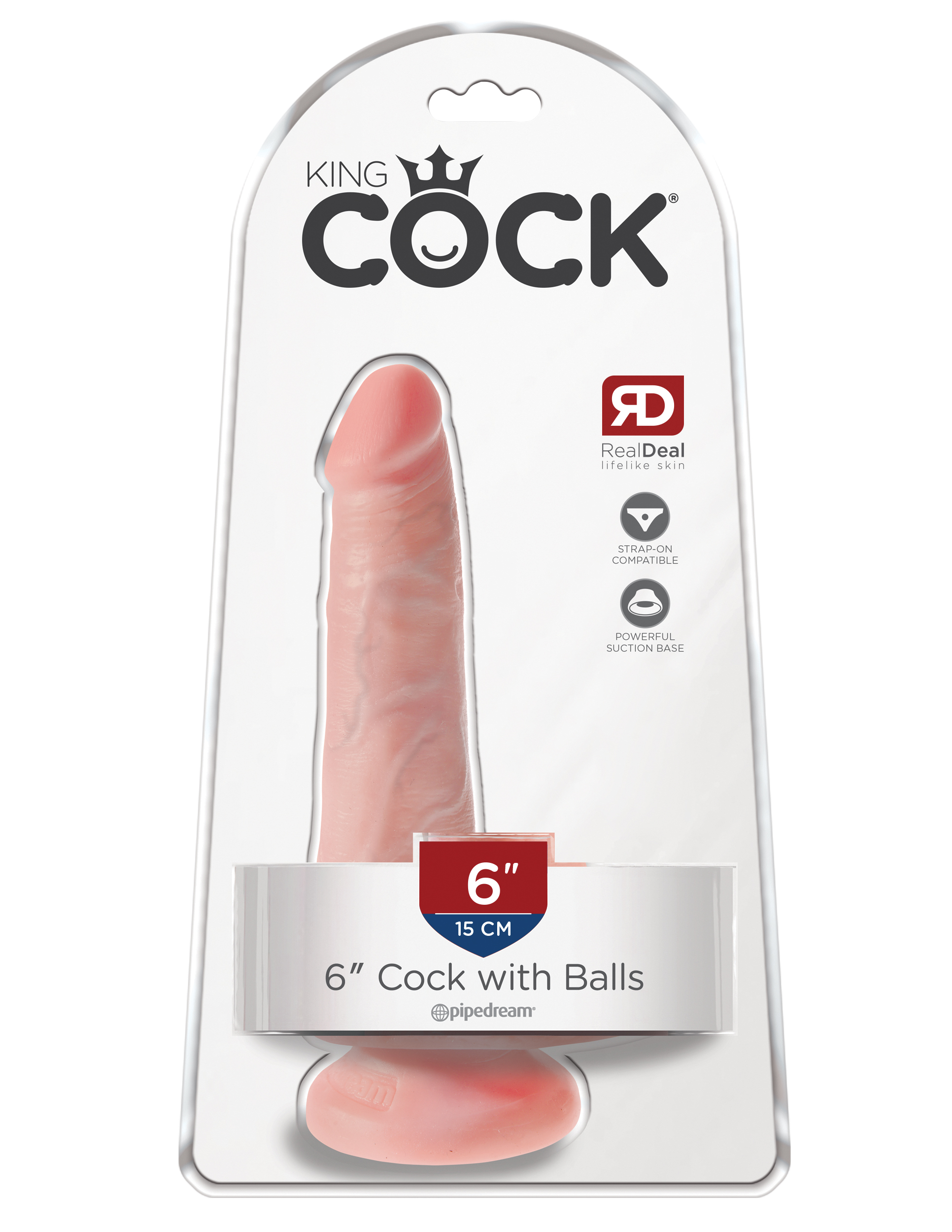 King Cock 6 inches Cock with Balls Beige Realistic Dildo Real Deal RD. Do you want your first dildo to look and feel just like the rock hard stud you have always fantasized about? Stop dreaming and get down with the King! Every vein