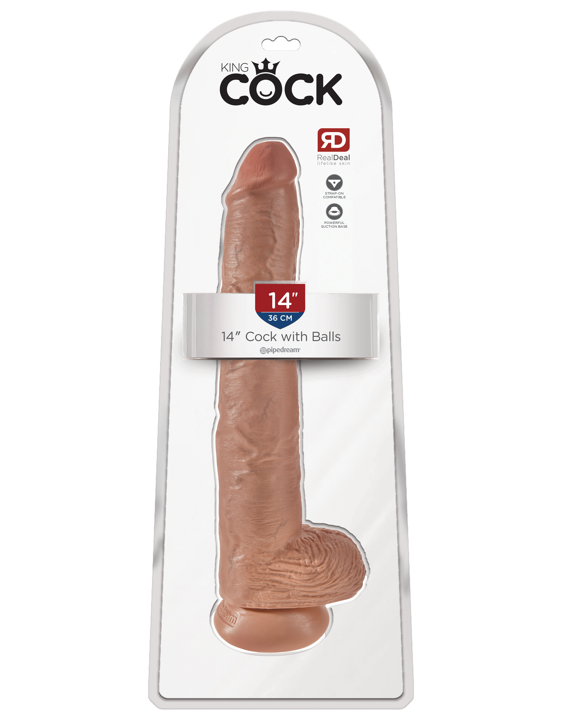King Cock 14 inches Cock with Balls Tan Dildo Real Deal RD. Do you want your first dildo to look and feel just like the rock hard stud you have always fantasized about? Stop dreaming and get down with the King! Every vein