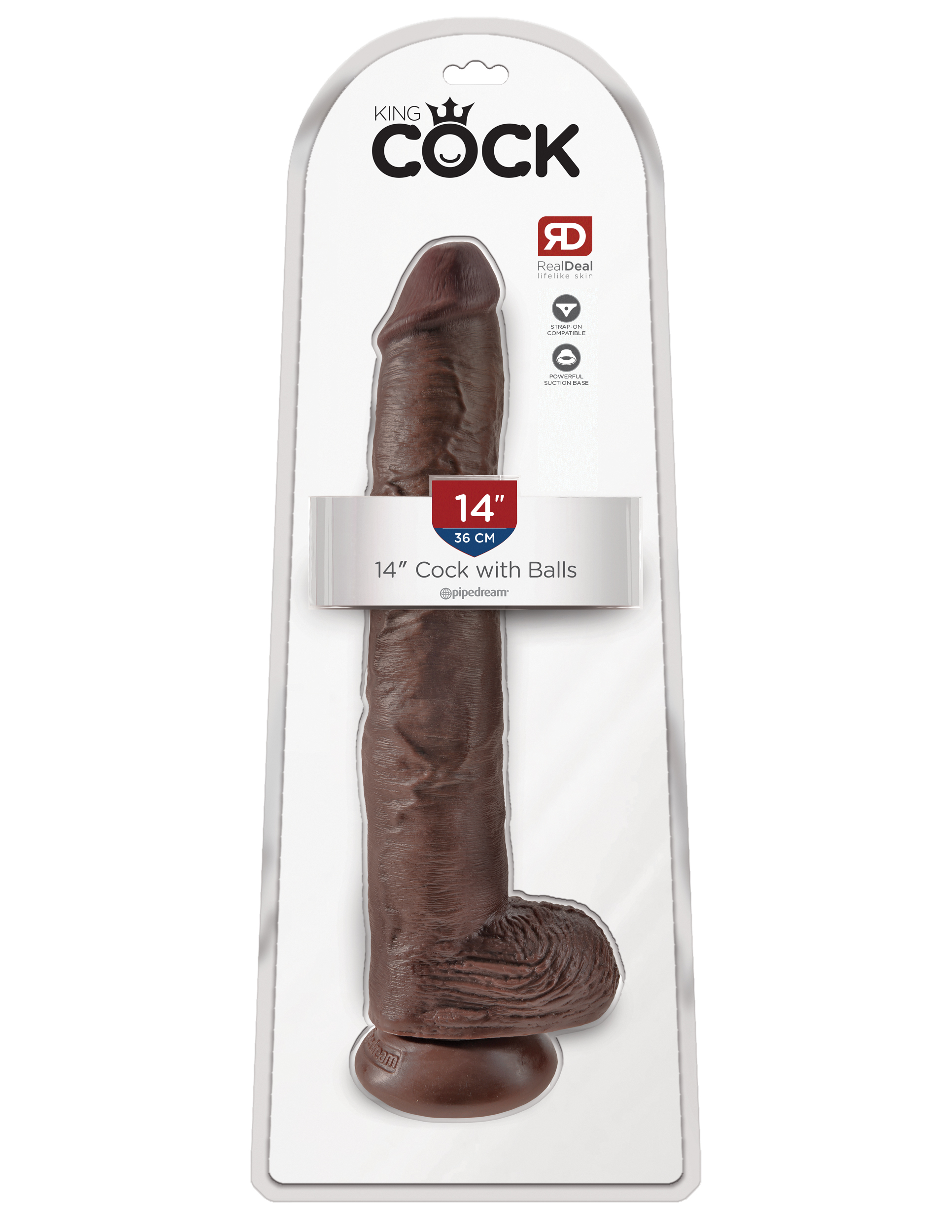 King Cock 14 inches Cock with Balls Brown Dildo Deal RD. Do you want your first dildo to look and feel just like the rock hard stud you have always fantasized about? Stop dreaming and get down with the King! Every vein