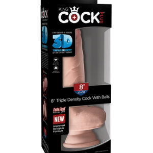 King Cock Triple Density 8 inches Cock with Balls Beige Dildo from Pipedream Products. The King Cock Plus Triple Density dildo has a stiff inner shaft