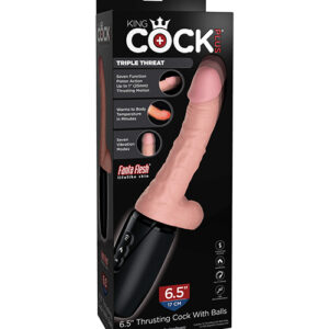 King Cock Plus Triple Density Thruster 6.5 inches Thrusting Cock from Pipedream Products. Feel the difference! Triple threat. The King Cock Plus Thrusting Cock With Balls is truly a triple threat that features 1 inch deep piston powered thrusting motion