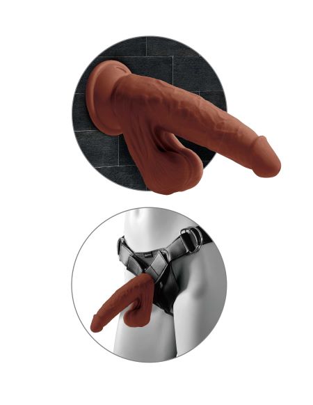 King Cock Triple Density Plus 8 inches Cock with Swinging Balls Medium Skin Tone Brown from Pipedream Products. Feel The Difference! The King Cock Plus Triple Density dildo is made of new and improved Fanta Flesh material