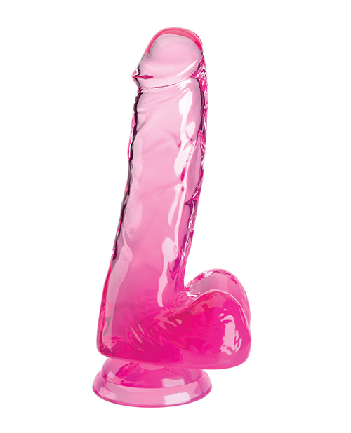 King Cock Clear Dildo 6 inches with Balls Pink from Pipedream Products. Clearly the best! Created to heighten your pleasure experience