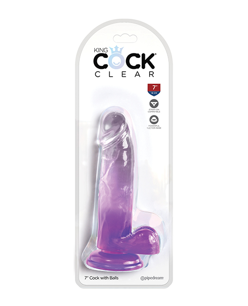 King Cock Clear Dildo 7 inches with Balls Purple from Pipedream Products. Clearly the best! Created to heighten your pleasure experience