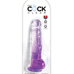 King Cock Clear Dildo 8 inches with Balls Purple from Pipedream Products. Clearly the best! Created to heighten your pleasure experience