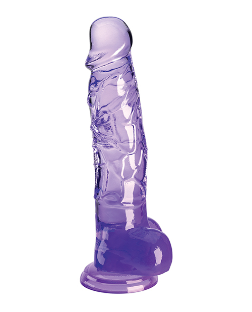 King Cock Clear Dildo 8 inches with Balls Purple from Pipedream Products. Clearly the best! Created to heighten your pleasure experience