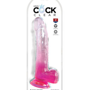 King Cock Clear Dildo 9 inches with Balls and Pink near the base from Pipedream Products. Clearly the best! Created to heighten your pleasure experience
