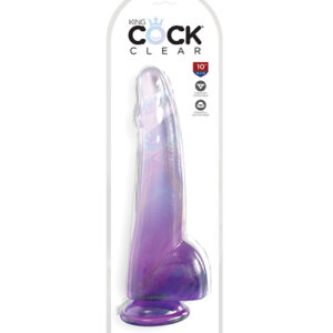 King Cock Clear Cock 10 inches with Balls Purple from Pipedream Products. Clearly the best! Created to heighten your pleasure experience