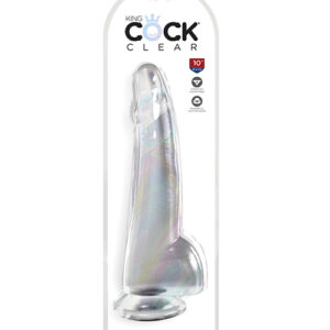 King Cock Clear Dildo 10 inches with Balls from Pipedream Products. Clearly the best! Created to heighten your pleasure experience