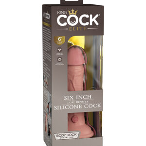 King Cock Elite 6 inches Dual Density Dildo Light Skin Tone from Pipedream Products. Get ready for the Royal Treatment! The King Cock Elite Silicone Dildo is made from high quality dual density Elite Silicone. The life like Silicone outer skin is smooth t