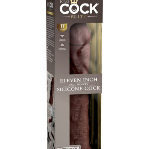 King Cock Elite 11 inches Dual Density Dildo Brown Skin Tone from Pipedream Products. Get ready for the Royal Treatment! The King Cock Elite Silicone Dildo is made from high quality dual density Elite Silicone. The life like Silicone outer skin is smooth