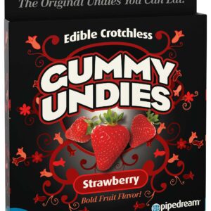 Edible Crotchless Gummy Undies for Him Bold Fruit Flavor Strawberry. The original undies you can eat. Find out how many licks it takes to get to your sweet spot! Turn yourself into a tasty treat with these yummy Edible Gummy Undies. These delicious