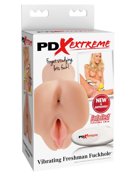 PDX Extreme Vibrating Freshman Fuckhole Light Skin Tone from Pipedream Products. Forget studying