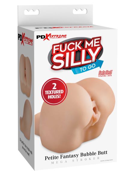 PDX Fuck Me Silly To Go Petite Fantasy Bubble Butt Mega Stroker Light Skin Tone Beige. Take your fun on the run with Fuck Me Silly To Go! Cleverly sized to be both life like and compact