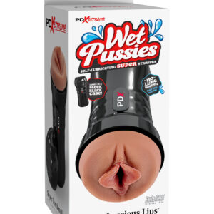 PDX Extreme Wet Pussies Super Luscious Lips Brown Stroker from Pipedream Products. No lube needed: just add water! You have cum to the right place