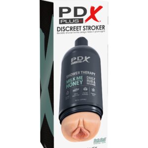 PDX Plus Discreet Stroker Shower Therapy Milk Me Honey Daily Rub and Release Light from Pipedream Products. Inspired by nature. Tired of compromising on your self care routine? Then take charge and elevate your pleasure game with Shower Therapy. The shamp