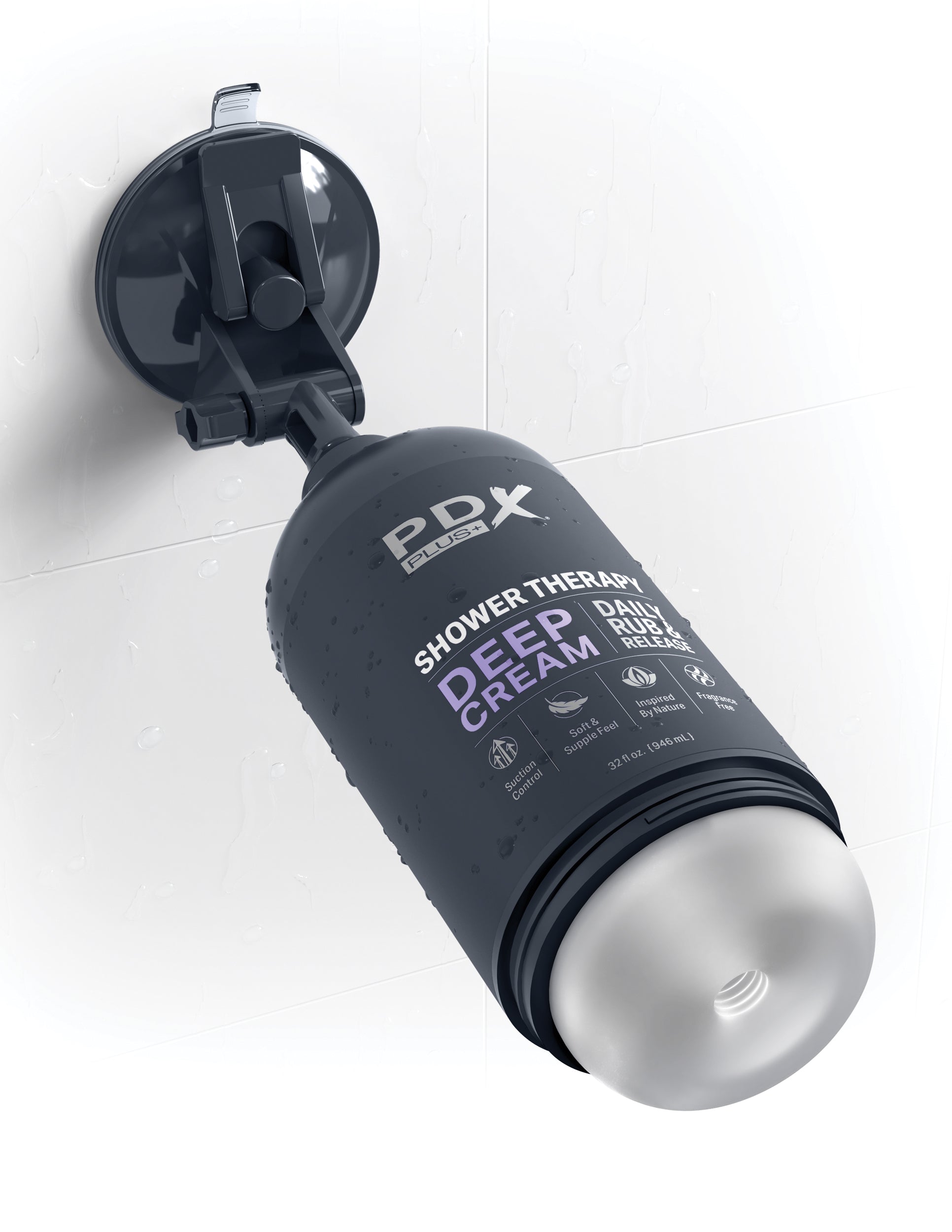 PDX Shower Therapy Deep Cream Frosted from Pipedream Products.Tired of compromising on your self care routine? Then take charge and elevate your pleasure game with Shower Therapy. The shampoo bottle crafted exclusively for discerning gentlemen just like y