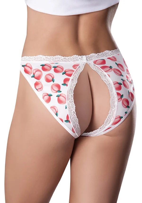 Blissful delight awaits your customers who find themselves in our Sweet Treats Split Back & Crotchless Panty with Edible Lube From Magic Silk. These wholesale split back microfiber panties are a gift from a wild