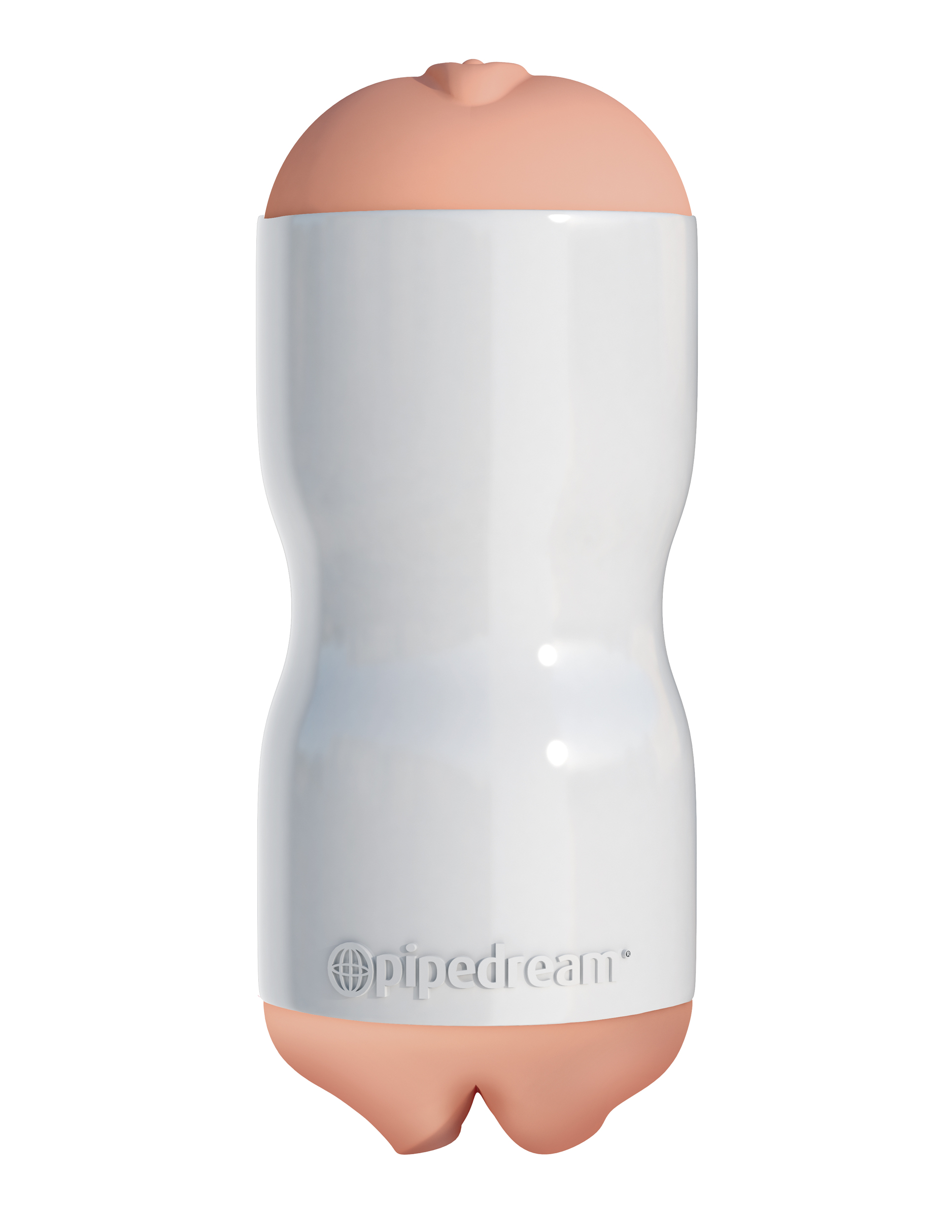 PDX Extreme Tight Grip Pussy and Mouth Masturbator Beige White/Light from Pipedream Products. Get a tight grip on your next stroking session with this incredible dual density stroker! Experience the tightest