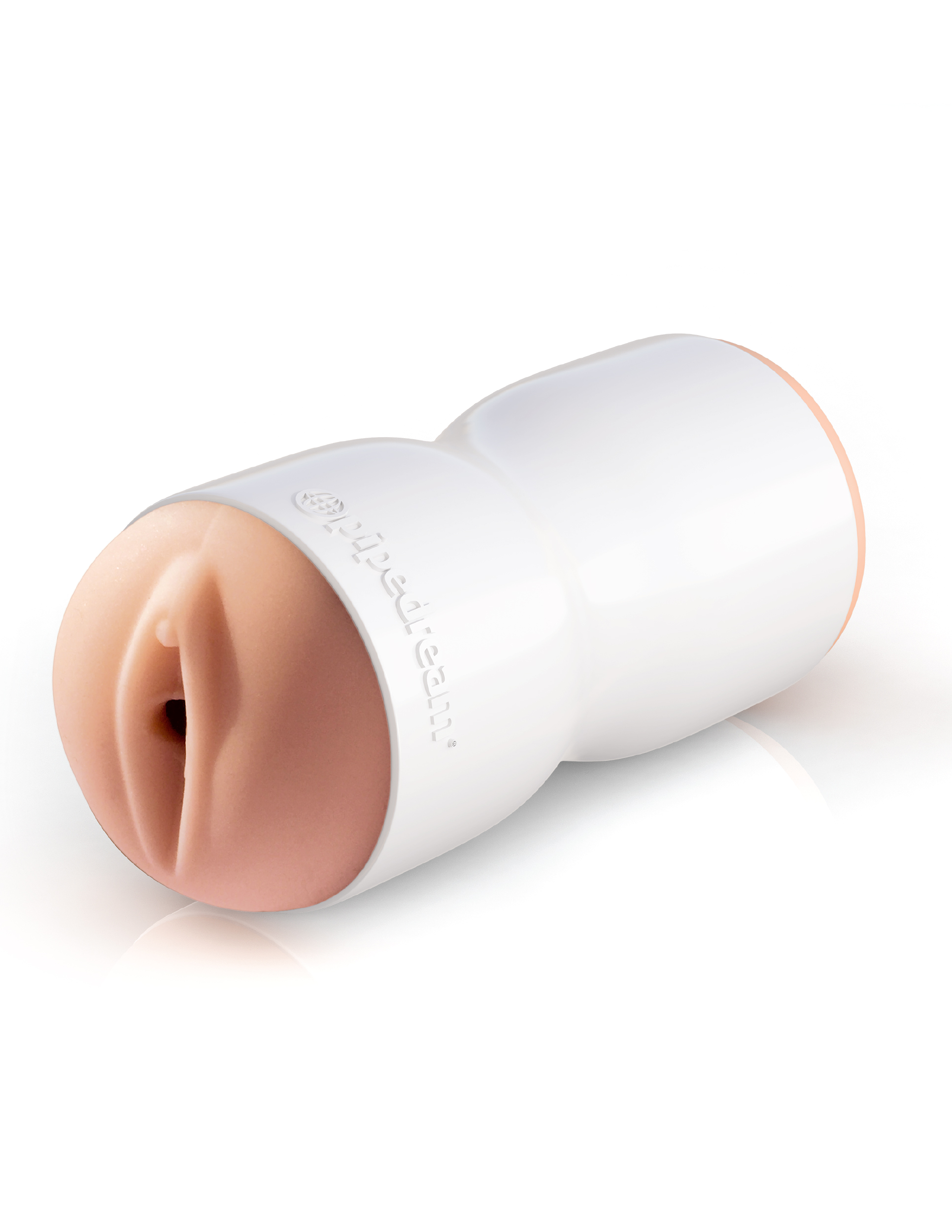 PDX Extreme Tight Grip Pussy and Mouth Masturbator Beige White/Light from Pipedream Products. Get a tight grip on your next stroking session with this incredible dual density stroker! Experience the tightest