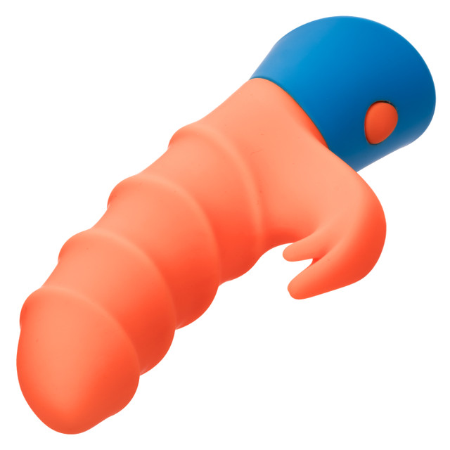 Turn up the fun and dive into waves of pleasure with the Rave Tickler. This bold dual massager features a swirled shaft for deeply textured internal stimulation