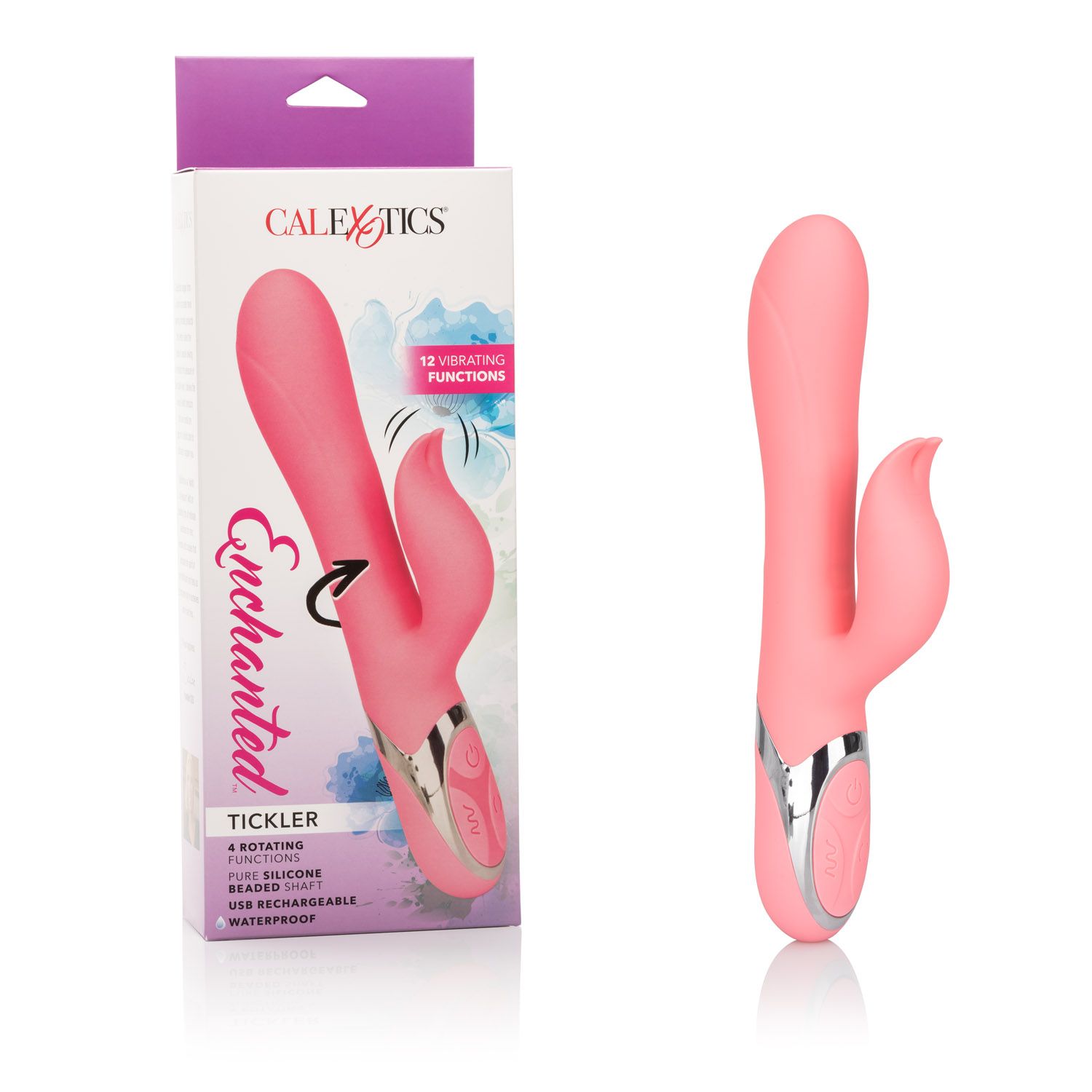 Enchanted Tickler Rabbit Style Vibrator from California Exotic Novelties features multiple rows of non-jamming pleasure beads. Bring a little magic to your bedroom with the Enchanted Tickler Vibrating Massager. Transport yourself to a wonderland of pleasu