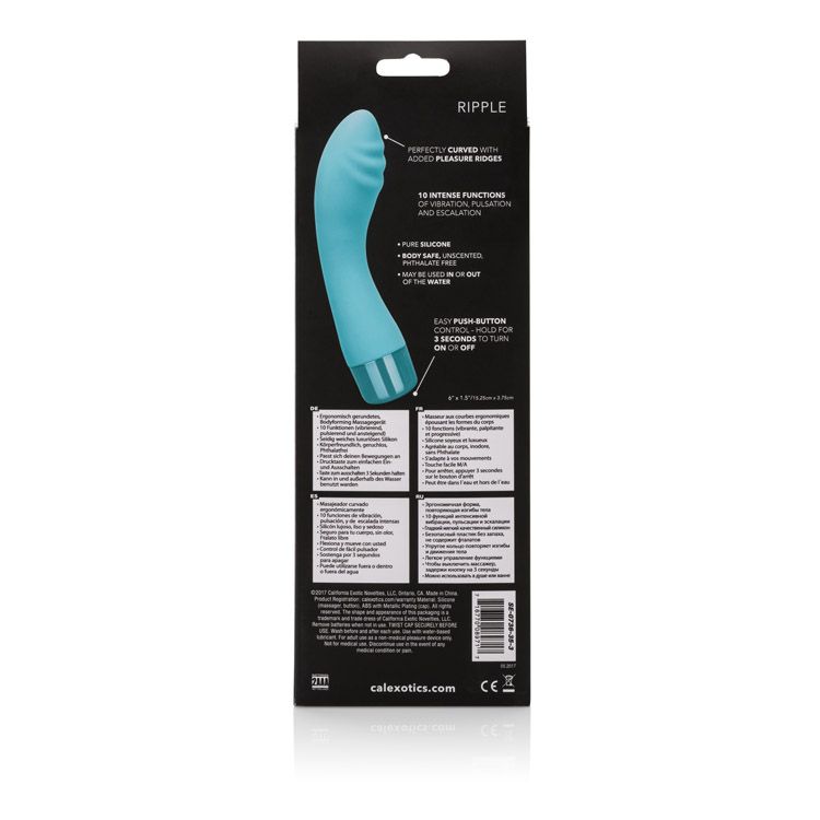 Eden Ripple Green G-Spot Vibrator. Cal Exotics Eden Ripple vibrator will sweep you away with waves of vibrating pleasure. The ergonomic curved shaft flexes and moves to hit all your favorite pleasure zones. Once you have found just the right spot