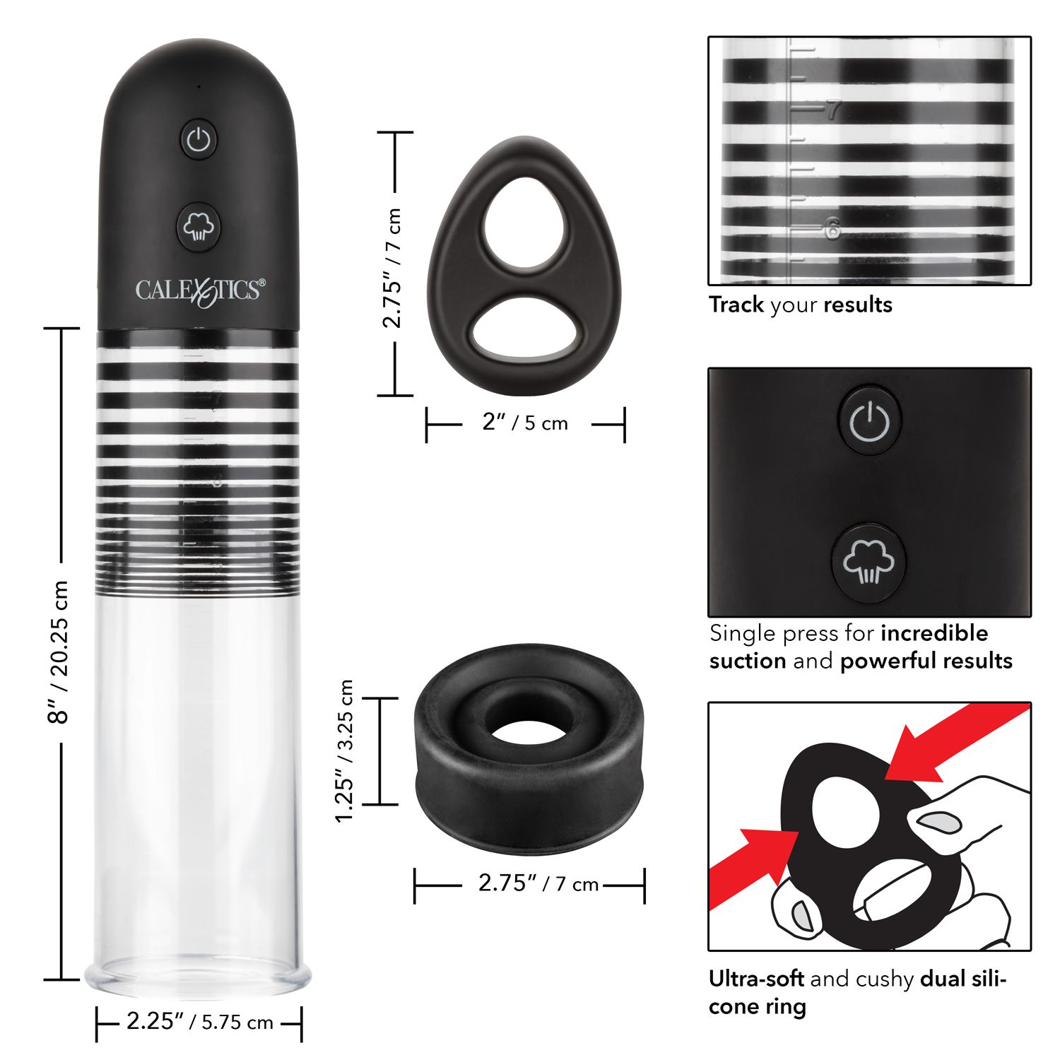 Optimum Series Rechargeable EZ Penis Pump Kit from California Exotic Novelties. Maximize your pleasure tool with the Optimum Series Rechargeable EZ Pump Kit