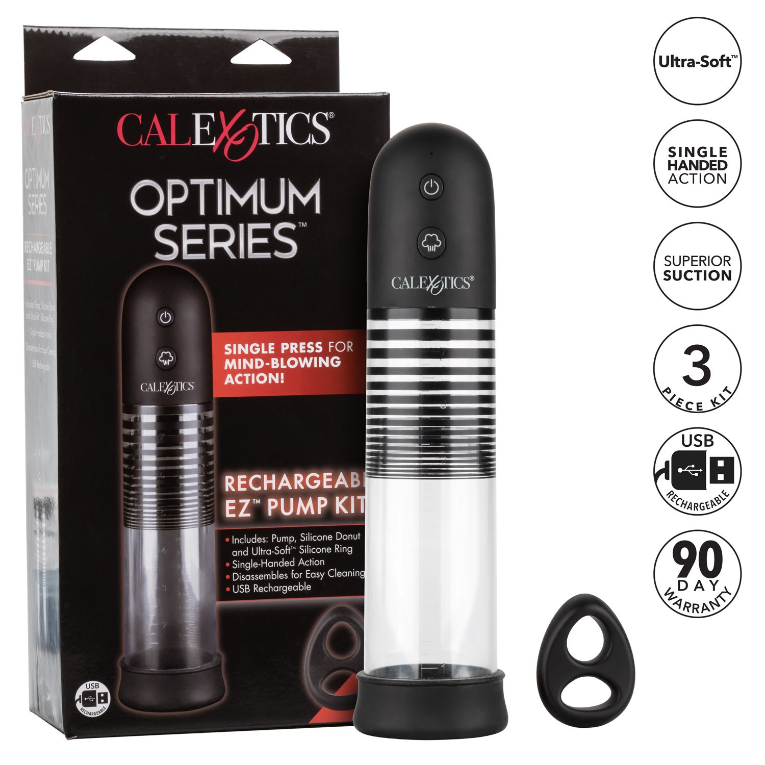 Optimum Series Rechargeable EZ Penis Pump Kit from California Exotic Novelties. Maximize your pleasure tool with the Optimum Series Rechargeable EZ Pump Kit