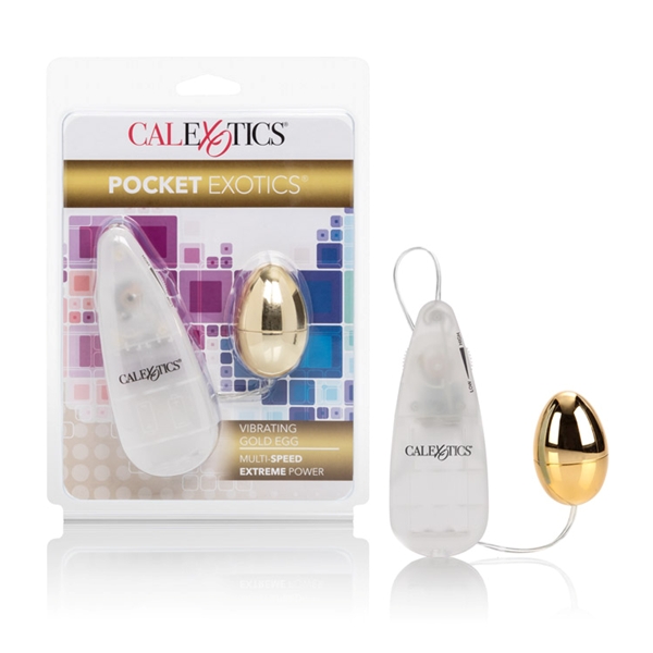 Pocket Exotics Vibrating Gold Egg from California Exotic Novelties features multi-speed vibrations. Our Pocket Exotics Vibrating Gold Egg has a silky smooth Satin Finish and powerful multi-speed vibrating action. Crafted with a Power Controller and ABS Pl