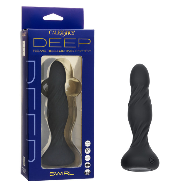 Dive into wave after wave of irresistible pleasure with the Deep Swirl. This reverberating probe features a contoured and textured design