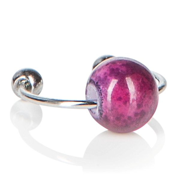 Nipple Clamps Purple Chain with Navel Ring is a matching set of body jewelry. Totally adjustable rubber coated nipple clamps with a non-tarnishing purple chain and purple bead navel ring. Adjustable nipple clamps are easy to change pinch